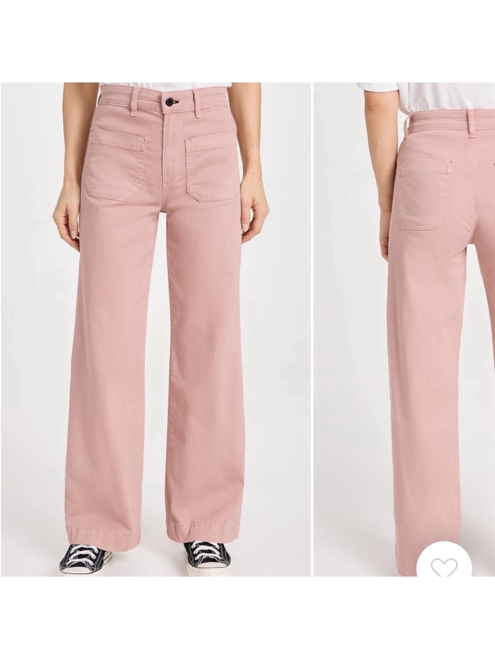 Roll’s Australian high rise wide leg sailor fit light pink jeans